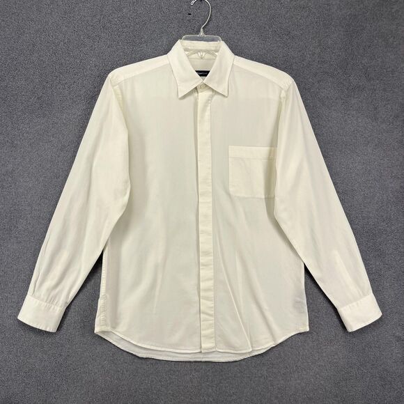ZegnaSport Shirt Mens Large Off White Button Up Cashmere Cotton Luxury - Picture 1 of 16